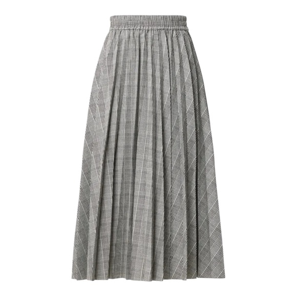 Stella Jean Pleated Midi Skirt Black & White Houndstooth Plaid Size IT 44 / US 8 - Picture 1 of 9